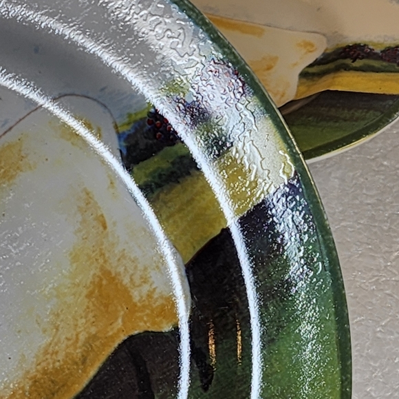 1995 Set of 4 Block Country Farm by Gear Dessert Salad Plates Sheep Cow - Picture 5 of 7